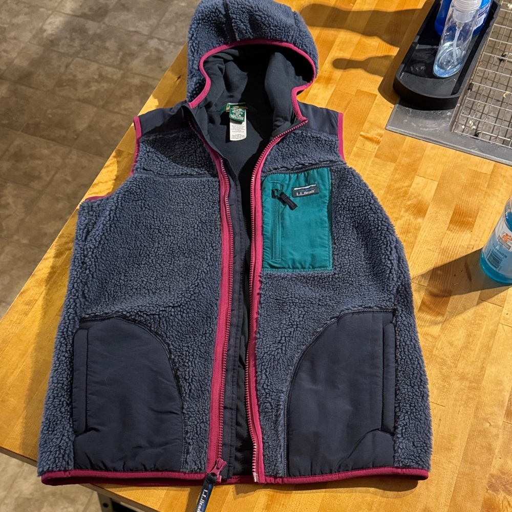 L.L. Bean Kids Fleece Vest - Navy and Teal